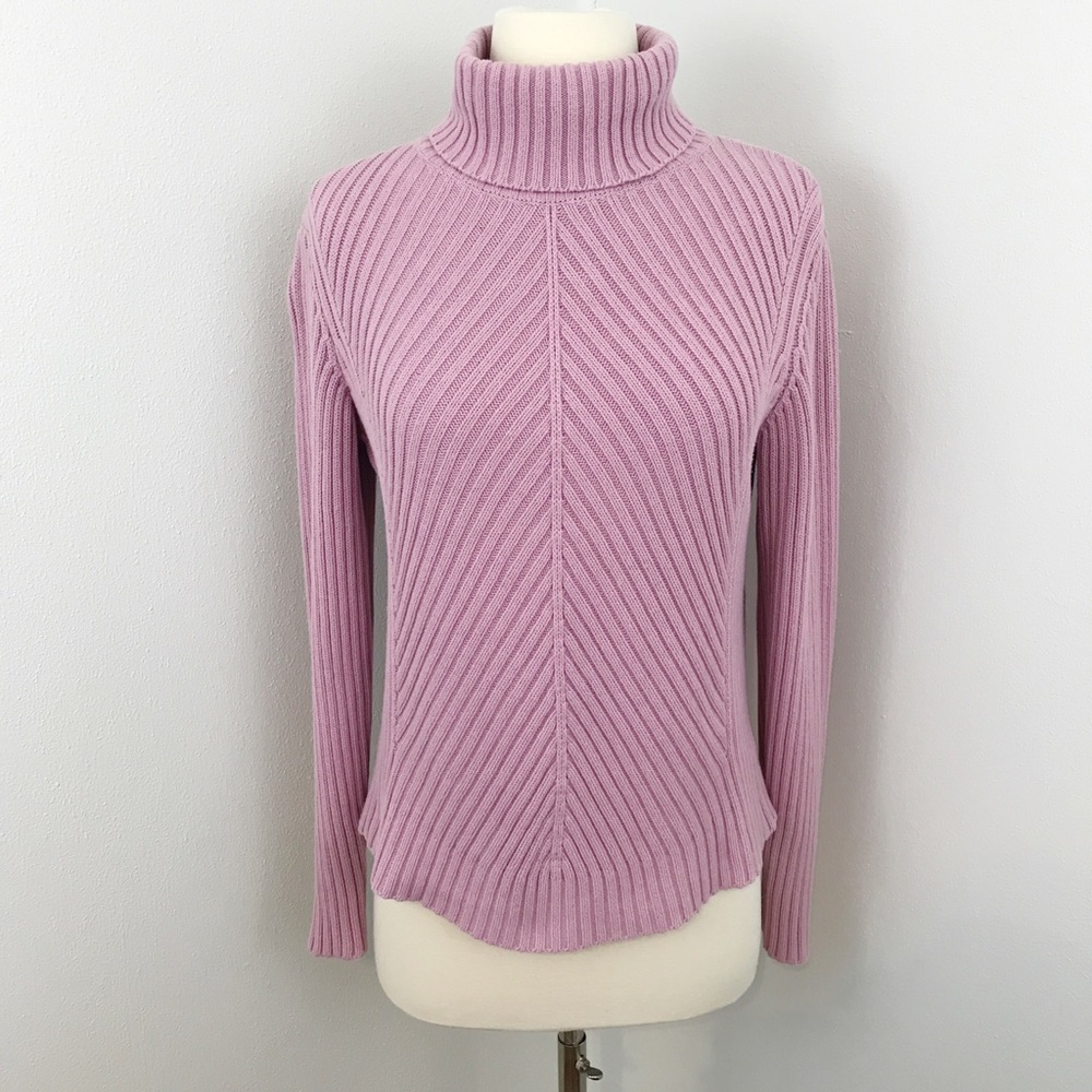 Ann Taylor Lavender Diagonal Stitch Turtleneck